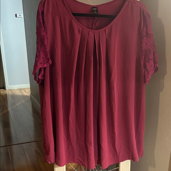 Cato Deep Pink Blouse with Lace Sleeves - Picture 1 of 6